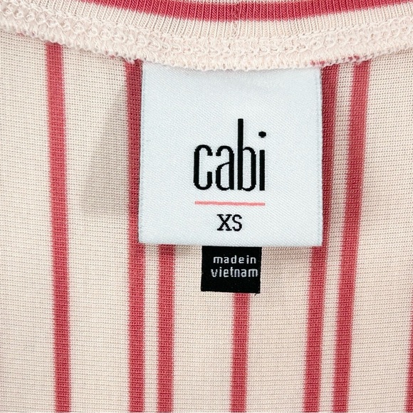 Cabi Tickled Tee Shirt XS Pink Striped Stretchy Top #5750 - Picture 6 of 9